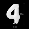 White number 4 foil balloon for party decor measures 103 cm tall and 81 cm wide - 40-inch White Digital 4 (individually Packaged In A Transparent Bag)