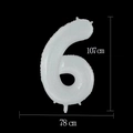 White number 6 foil balloon for party decor measuring 107 cm in height and 78 cm in width - 40-inch White Digital 6 (individually Packaged In A Transparent Bag)