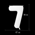 White number 7 foil balloon for birthday party decorations, size 98 cm by 67 cm - 40-inch White Digital 7 (individually Packaged In A Transparent Bag)