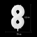 White number 8 foil balloon for party decor measuring 113cm tall and 79cm wide - 40-inch White Digital 8 (individually Packaged In A Transparent Bag)