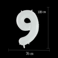White number 9 foil balloon 108cm height for birthday party celebration decoration - 40-inch White Digital 9 (individually Packaged In A Transparent Bag)