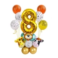 Kit di palloncini safari con numero 8 dorato per decorazione festa di compleanno - Numero 8