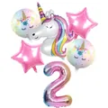 Rainbow gradient number 2 unicorn balloon set with star and round foil balloons - Rainbow Unicorn Number 2 Set