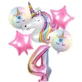 Set palloncini compleanno unicorni arcobaleno per i 4 anni con stelle e numero 4 - Set Unicorno Arcobaleno Numero 4