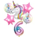 Set palloncini unicorno arcobaleno numero 6 per decorazione festa di 6 compleanno - Set Unicorno Arcobaleno Numero 6