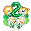 Set palloncini safari 2 compleanno con numero 2 verde e palloncini leone e tigre - Numero 2 (4717465404746)