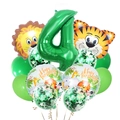 Kit ballons fête jungle avec chiffre 4 vert et ballons lion tigre en aluminium - Numéro 4 (4717465404748)