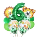 Kit ballons d'anniversaire jungle avec chiffre 6 vert et ballons lion et tigre - Numéro 6 (4717465404750)