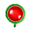 Round watermelon foil balloon featuring red pulp and green rind for summer parties - Watermelon
