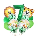 Set palloncini 7° compleanno giungla con numero sette verde e palloncini leone e tigre - Numero 7 (4717465404751)