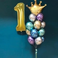 Goldenes 40-Zoll Nummer 1 Ballon-Set mit Krone und Metallic-Latex Partydekorationen - Nummer 1