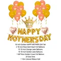 Set palloncini Festa della Mamma oro rosa con corona, cuori e decorazioni per feste - Set di Palloncini Festa della Mamma Oro Rosa