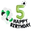 Soccer theme 5th birthday party balloon set with number 5 and happy birthday foil balloons - Green Number 5 Soccer Birthday