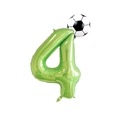 Green number 4 foil balloon set with round football balloon for soccer birthday parties - Number 4