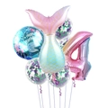Mermaid birthday party balloon set with number 4 gradient tail and sequin balloons - Mermaid Tail Set (Number 4)