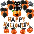 Kit palloncini Halloween con zucca gatto nero ragno e striscione decorativo arancione - Set Halloween Gatto Nero e Zucca
