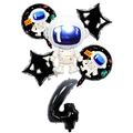 Astronaut party balloon set with number 4 and black star balloons for space birthday - Black Astronaut Set Number 4