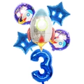 Astronaut rocket 3rd birthday balloon set with blue star and number 3 foil balloons - Rocket Set Number 3