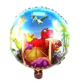 Round 18-inch dinosaur foil balloon with colorful T-Rex and jungle theme for party decor - Jungle Dinosaur Collection Style