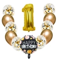 Set palloncini numero 1 oro da 32 pollici con coriandoli e palloncini neri per feste - Set Oro Numero Uno