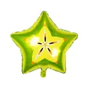 Star-shaped starfruit foil balloon with vibrant green and yellow fruit patterns - Starfruit