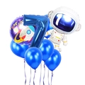 Kit anniversaire astronaute 7 ans avec ballon chiffre bleu et figurine d'astronaute - Thème Astronaute Chiffre 7
