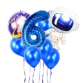 Kit ballons astronaute et chiffre 6 bleu pour décoration fête d'anniversaire espace - Thème Astronaute Chiffre 6