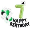 Soccer theme birthday party set with green number 7 balloon and happy birthday foil banner - Green Number 7 Soccer Birthday