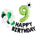 Soccer theme 9th birthday party decoration set with green number nine and football balloons - Green Number 9 Soccer Birthday