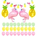 Tropical summer party balloon set with pink flamingos and pineapple foil balloons - Flamingo Package 2