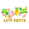 Detail of LETS FIESTA balloon set with flamingo, pineapple, palm tree and latex balloons - Flamingo Package 3