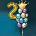 Goldene Zahl 2 Folienballon-Set mit Krone und metallischen Latexballons in vielen Farben - Nummer 2