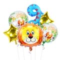 Lion jungle theme birthday balloon set with gold stars and blue number 9 balloon - Number 9 Spotted Snake Theme Set (4311027120802)
