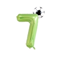 Green number 7 foil balloon with football topper for children's birthday decorations - Number 7
