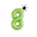 Green number 8 foil balloon with soccer ball design for kid's birthday party decoration - Number 8