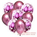 Detail view of 10pcs 12-inch rose gold metallic and pink confetti latex party balloons - Rose Red Style 2