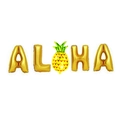 16-inch golden ALOHA foil balloon set with pineapple design for summer party decor - Pineapple Gold ALOHA / 16"