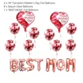 Palloncini Best Mom oro rosa con paillettes rosse e palloncini a cuore decorati - Set Best Mom Rosso