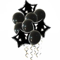 Rose gold and black balloon set with star foil balloons and glossy latex party balloons - Black Style