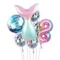 Mermaid party balloon set with gradient number 8 foil and glitter latex balloons - Mermaid Tail Set (Number 8)