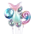 Mermaid birthday balloon set with number 9 and gradient fish tail for girls party - Mermaid Tail Set (Number 9)