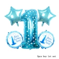 Set di 5 palloncini in alluminio blu numero 1 e stelle per il primo compleanno di un bambino - Set da 5 Pezzi Blu Stampato (Bambino)
