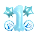 Set da 5 palloncini azzurri per il 1° compleanno con numero 1 da 32 pollici e stelle foil - Set da 5 Pezzi Blu Perlato (Bambino)