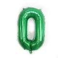 Globo de papel de aluminio verde metálico número 0 para fiestas de dinosaurios - 32 pulgadas / Número 0 (Embalaje Bolsa OPP)