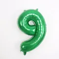 Globo de papel de aluminio número 9 verde esmeralda para fiesta temática de dinosaurio - 32 pulgadas / Número 9 (Embalaje Bolsa OPP)