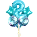 5pcs blue number 2 mermaid birthday balloon set with star and happy birthday theme - Number 2
