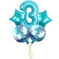 5-piece blue mermaid birthday balloon set with number 3, stars and round balloons - Number 3