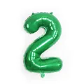 Globo de número 2 verde de 32 pulgadas para decoración de fiesta temática dinosaurio - 32 pulgadas / Número 2 (Embalaje Bolsa OPP)