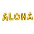 Shiny gold ALOHA foil balloons for tropical party decorations and summer celebrations - Gold ALOHA / 16"