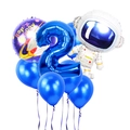 Space theme 2nd birthday balloon set with blue number two and astronaut foil balloons - Astronaut Theme Number 2